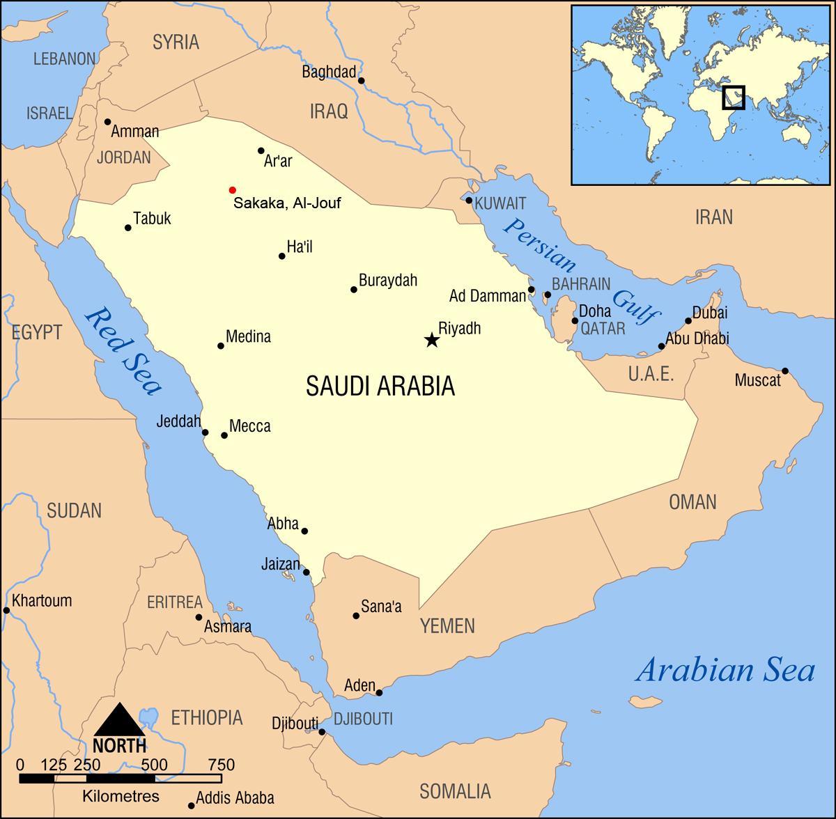 al jouf mapa v Saúdská Arábie