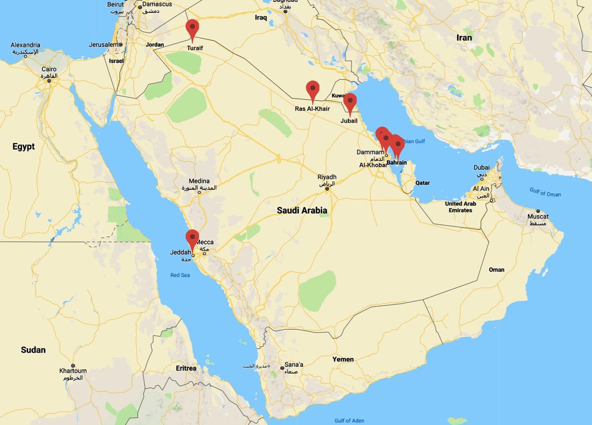 mapa Saúdské Arábie al-khobar