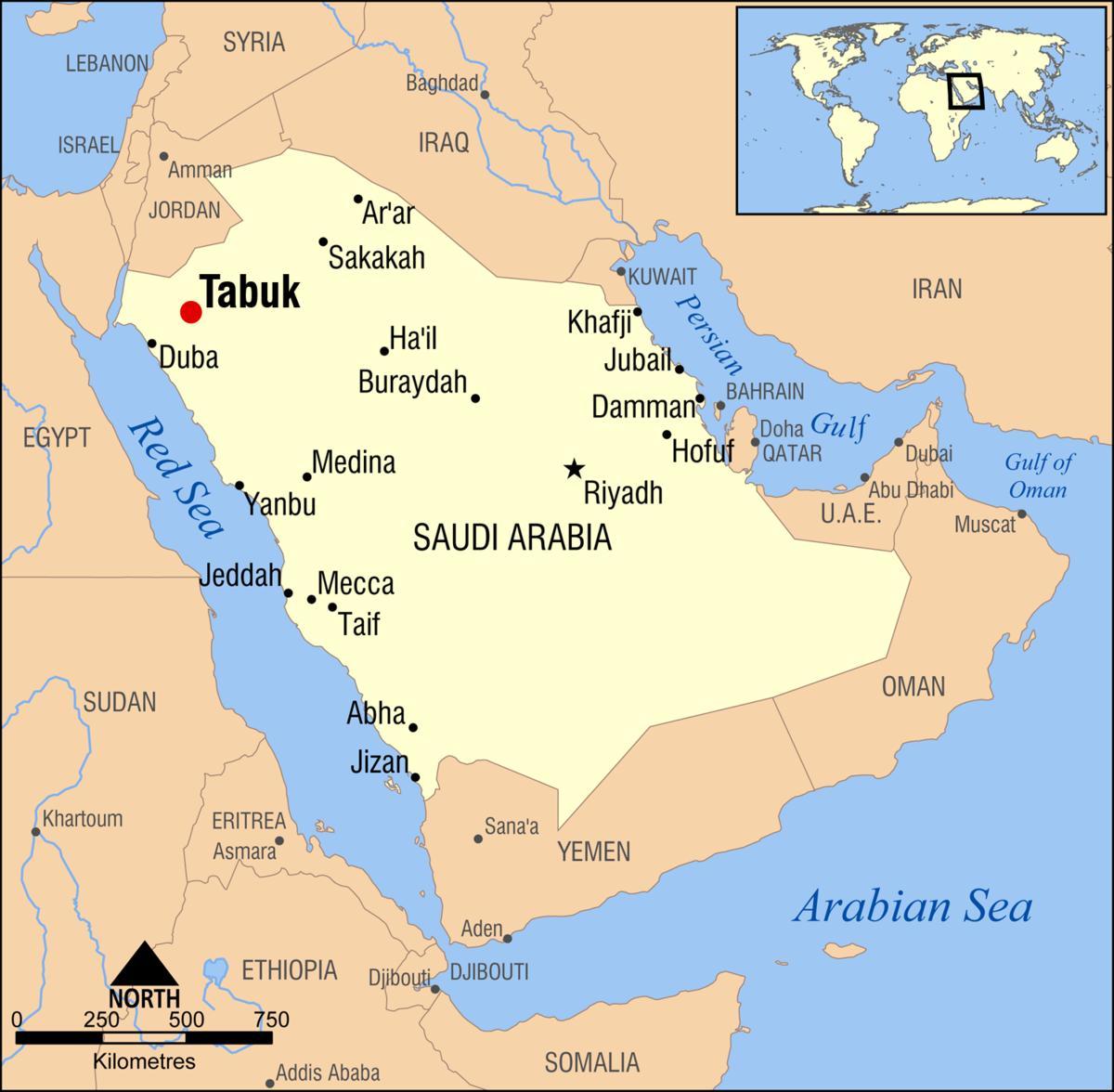 tabuk KSA mapě