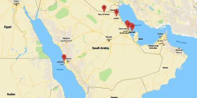 Mapa Saúdské Arábie al-khobar