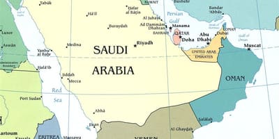 Mapa Saúdské Arabském poloostrově