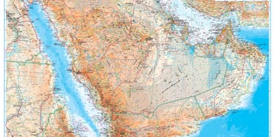Mapa Saúdské Arábie topografické