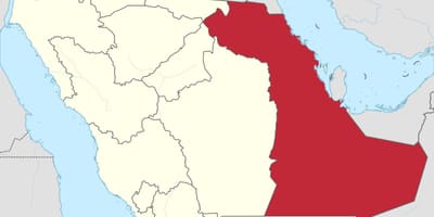 Mapa východní provincii Saúdské Arábie